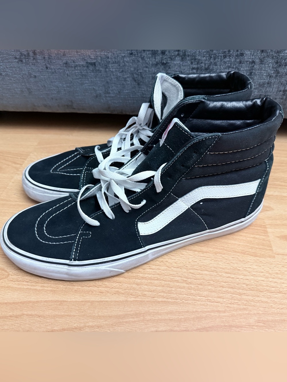 Men's Vans Black High-Top Skate Sneakers with White Stripe